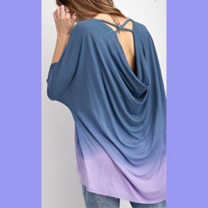 Ombré Dye Tunic Blue & Lavender Size Small NWT